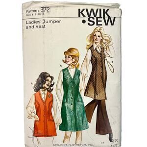 Vintage Kwik Sew Pattern #3732Ladies Jumper and Vest Sizes 6-8-10 Knits Uncut